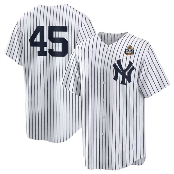 New York Yankees #45 Gerrit Cole White KLUNKIM 2024 World Series Cool Base Stitched Jersey