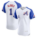 Atlanta Braves #1 Ozzie Albies White KLUNKIM City Connect Elite Player Jersey