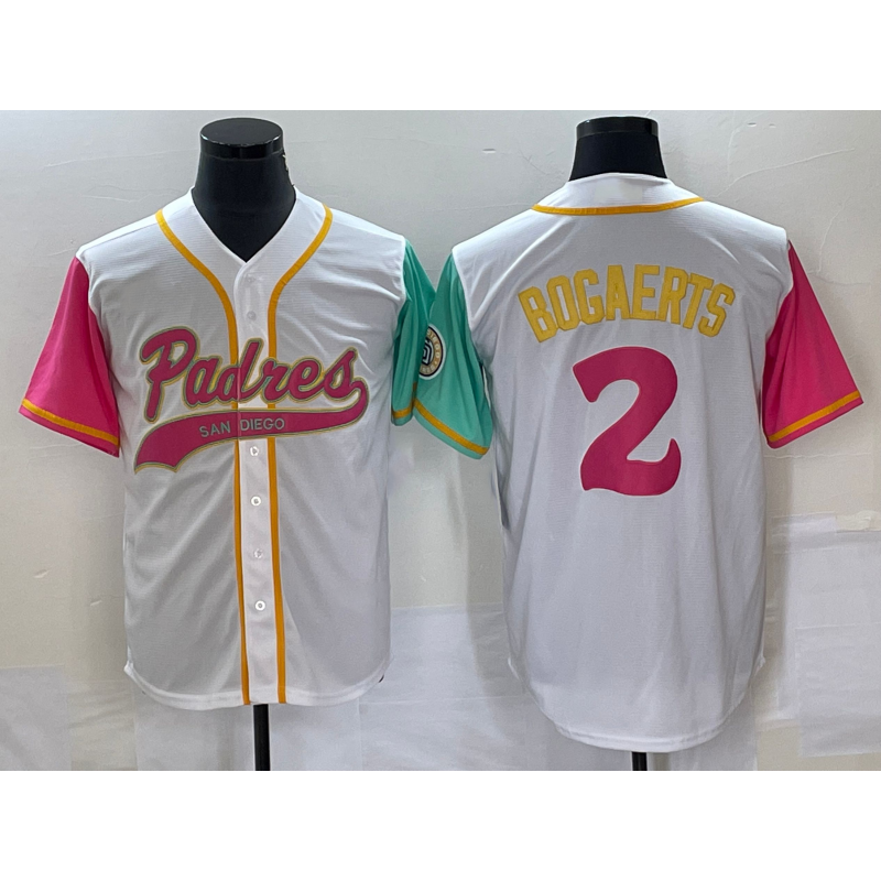 San Diego Padres #2 Xander Bogaerts White KLUNKIM NEW 2023 City Connect Cool Base Stitched Jersey 3