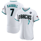 Arizona Diamondbacks #7 Corbin Carroll White KLUNKIM 2023 World Series Flex Base Stitched Jersey