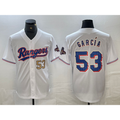 Texas Rangers #53 Adolis Garcia Number White KLUNKIM 2023 World Series Champions Cool Base Jerseys