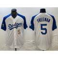 Los Angeles Dodgers #5 Freddie Freeman Number White Blue KLUNKIM Fashion Stitched Cool Base Limited Jersey 3