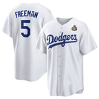Los Angeles Dodgers #5 Freddie Freeman White KLUNKIM 2024 World Series Cool Base Stitched Jersey