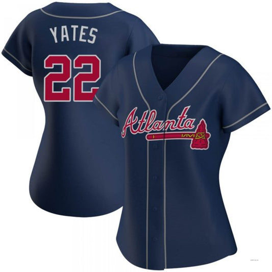 Atlanta Braves #22 Kirby Yates Navy Alternate Jersey Stitches Baseball Jerseys