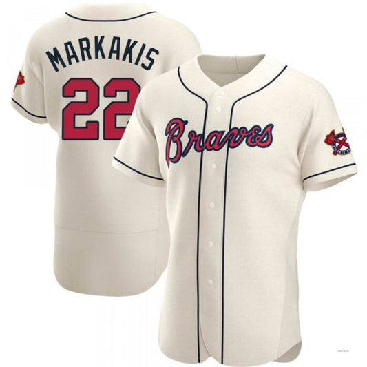 Atlanta Braves #22 Nick Markakis Cream Alternate Jersey Stitches Baseball Jerseys