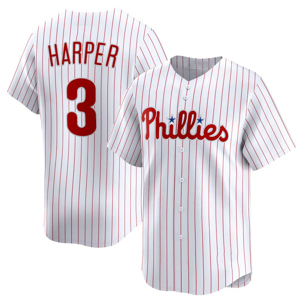 Philadelphia Phillies #3 Bryce Harper White KLUNKIM Home Limited Player Jersey
