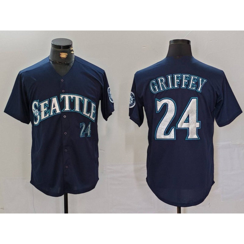 Seattle Mariners #24 Ken Griffey Jr Navy KLUNKIM Cool Base Stitched Jersey