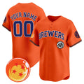 Custom Milwaukee Brewers x Dragon Ball Orange KLUNKIM Vapor Premier Limited Jersey - All Stitched