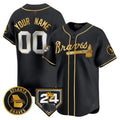 Custom Atlanta Braves 2024 Spring Training Patch Vapor Premier Limited Jersey ¨C Black Gold KLUNKIM