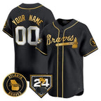 Custom Atlanta Braves 2024 Spring Training Patch Vapor Premier Limited Jersey ¨C Black Gold KLUNKIM