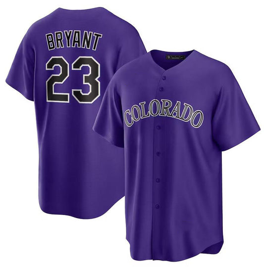 Colorado Rockies #23 Kris Bryant Purple Home Replica Player Name Jersey Baseball Jerseys