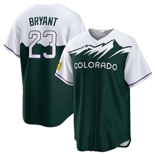 Colorado Rockies #23 Kris Bryant White Forest Green Home Replica Player Name Jersey Baseball Jerseys