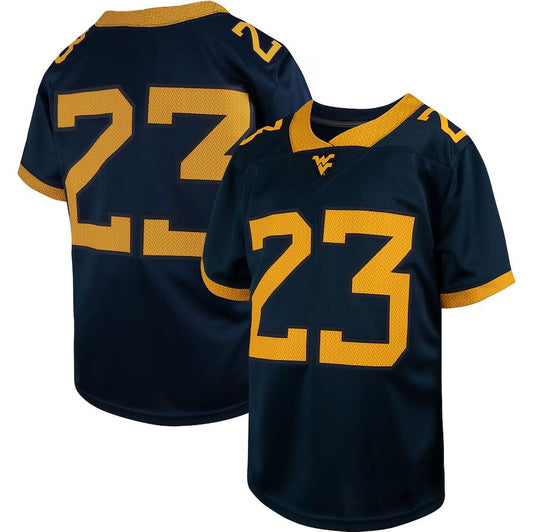 #23 W.Virginia Mountaineers Untouchable Replica Game Jersey - Navy American College Jerseys