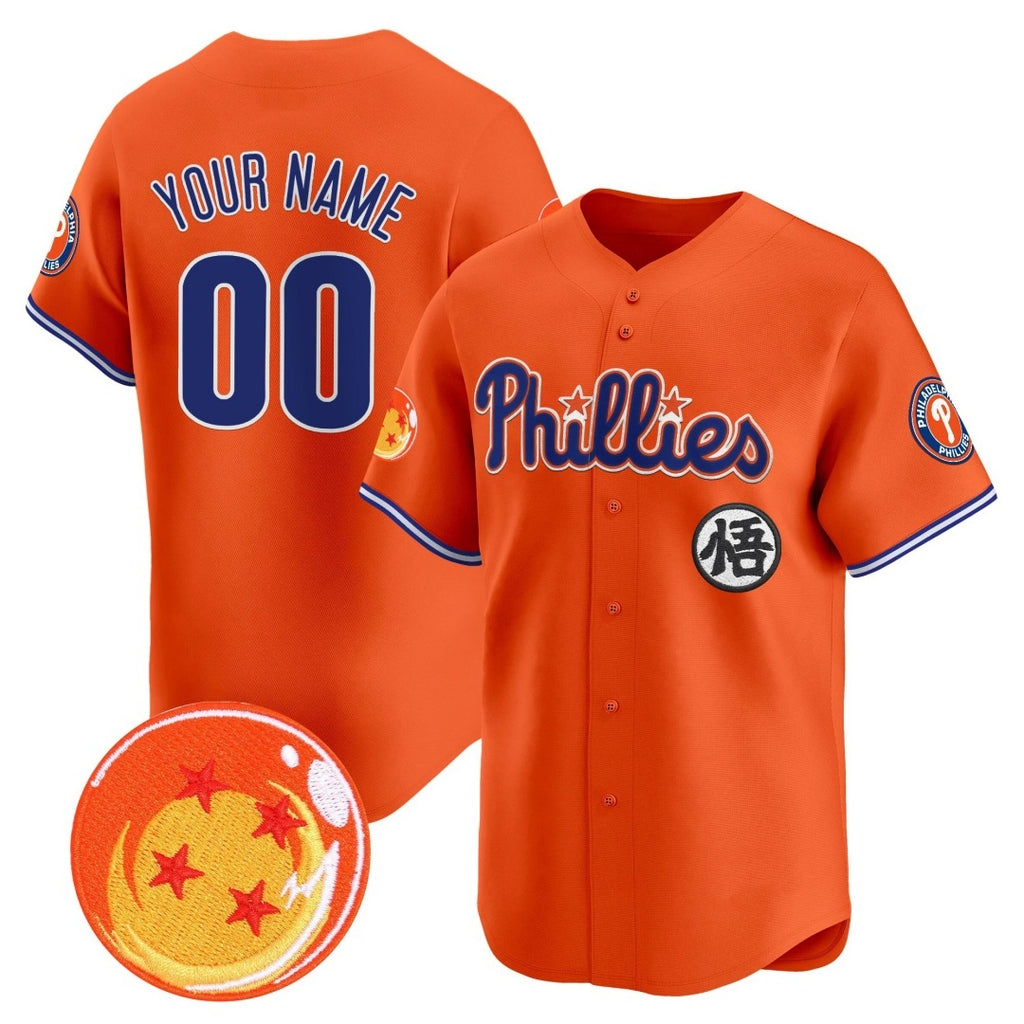 Custom Philadelphia Phillies x Dragon Ball Orange KLUNKIM Vapor Premier Limited Jersey - All Stitched