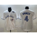 Toronto Blue Jays #4 George Springer White KLUNKIM 2025 World Series Home Cool Base Stitched Jersey