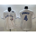 Toronto Blue Jays #4 George Springer White KLUNKIM 2025 World Series Home Cool Base Stitched Jersey