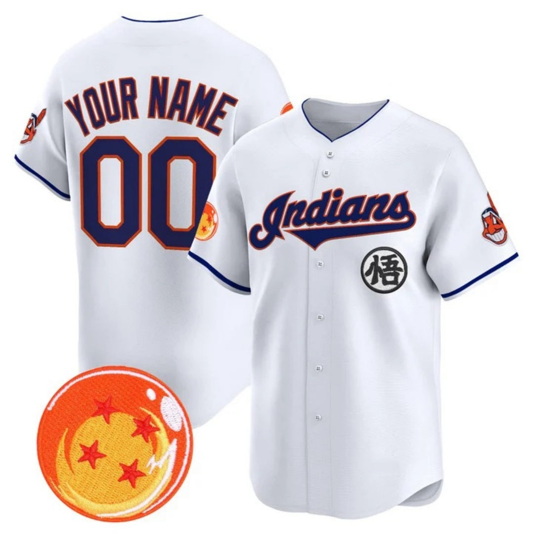 Custom Cleveland Indians x Dragon Ball White KLUNKIM Vapor Premier Limited Jersey - All Stitched