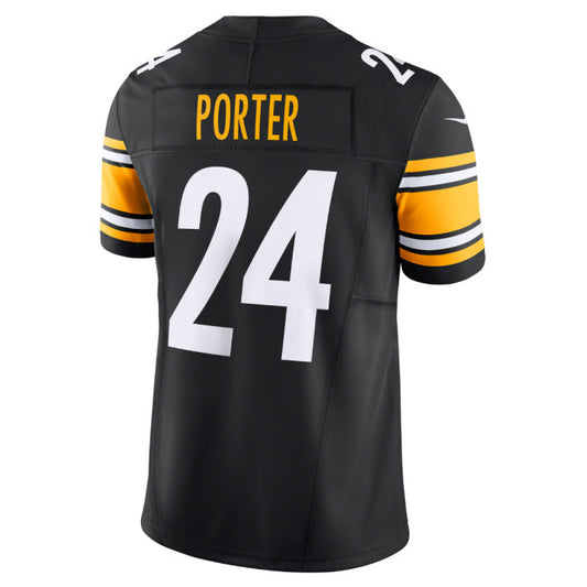 P.Steelers #24 Joey Porter Jr. Vapor F.U.S.E. Limited Home Black Stitched American Football Jerseys