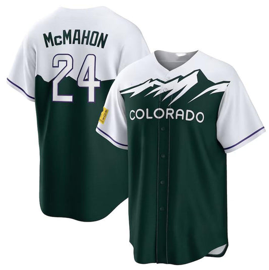 Colorado Rockies #24 Ryan McMahon White Forest Green Home Replica Player Name Jersey Baseball Jerseys