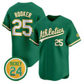 Oakland Athletics #25 Brent Rooker Green KLUNKIM 2024 Limited With Rickey Henderson Patch Stitched Jersey