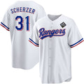 Texas Rangers #31 Max Scherzer 2023 White KLUNKIM World Series Stitched Jersey