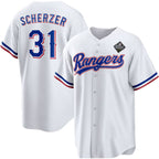 Texas Rangers #31 Max Scherzer 2023 White KLUNKIM World Series Stitched Jersey