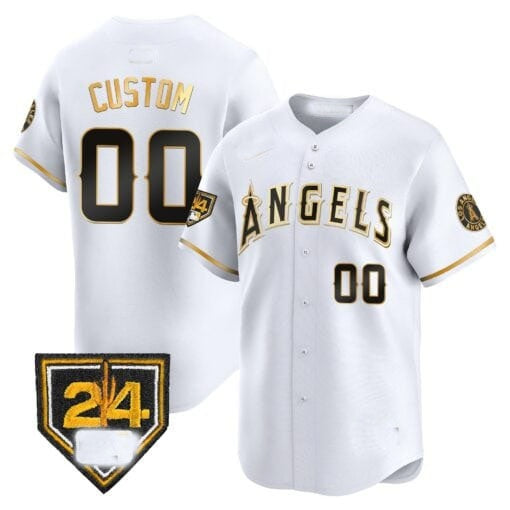 Custom Los Angeles Angels 2024 Spring Training Patch Vapor Premier Limited Jersey ¨C White Gold KLUNKIM