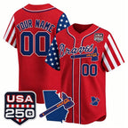 Custom Atlanta Braves America 250 Edition Vapor Premier Limited Red KLUNKIM Stitched Jerseys