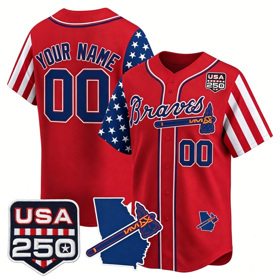 Custom Atlanta Braves America 250 Edition Vapor Premier Limited Red KLUNKIM Stitched Jerseys
