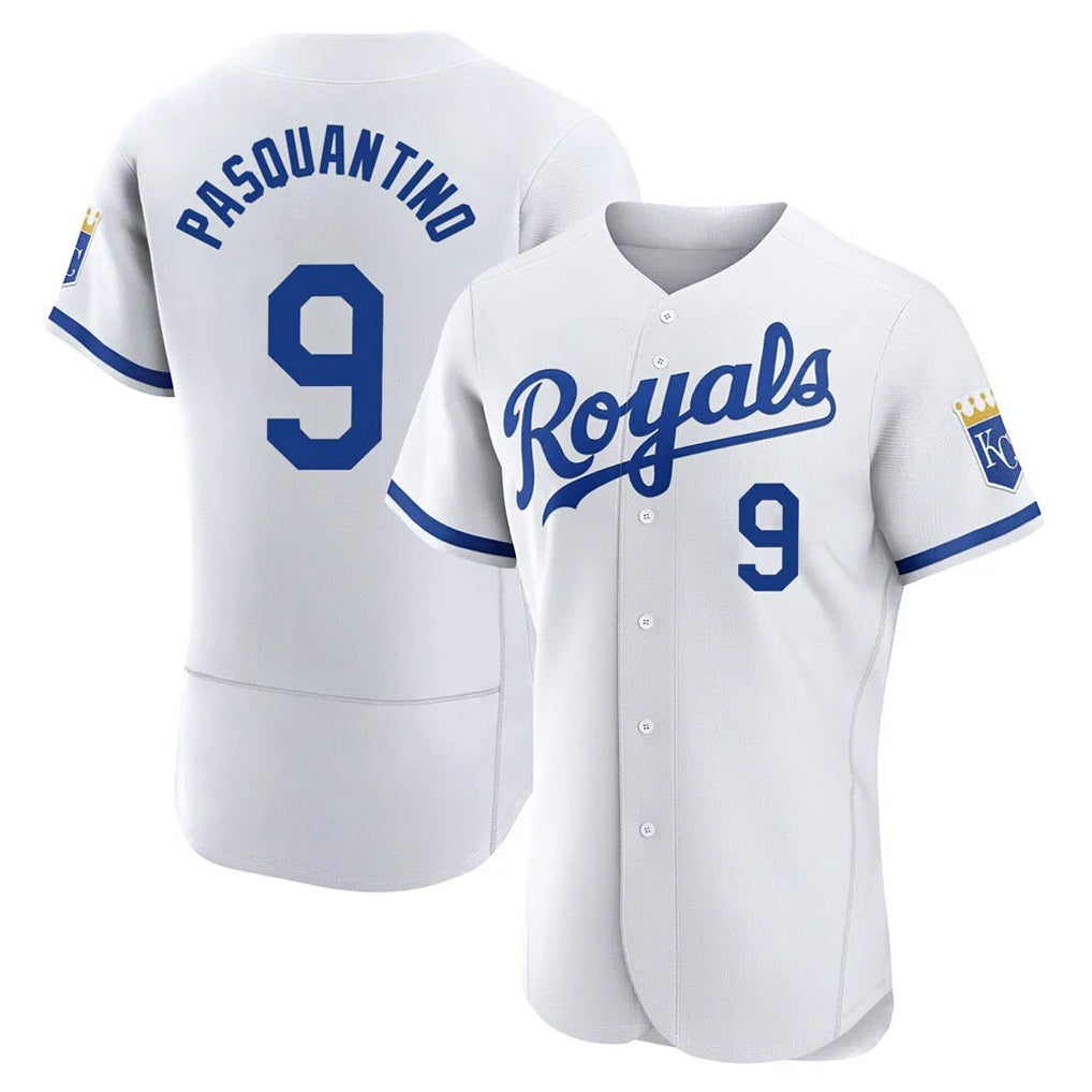 Kansas City Royals #9 Vinnie Pasquantino Player White KLUNKIM Limited Elite Home Game Stitched Jerseys