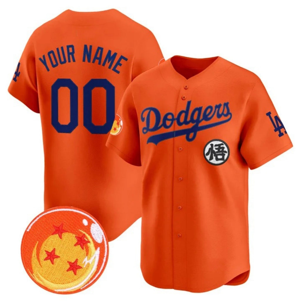 Custom Los Angeles Dodgers x Dragon Ball Orange KLUNKIM Vapor Premier Limited Jersey - Stitched