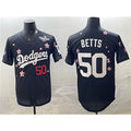 Los Angeles Dodgers #50 Mookie Betts Black KLUNKIM 2025 World Series Patch Tokyo Series Limited Stitched Jersey