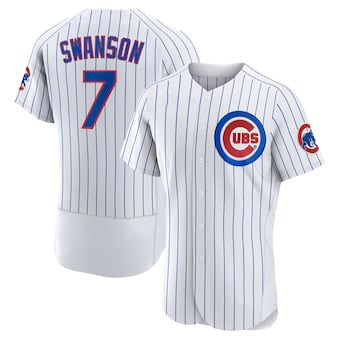 Chicago Cubs #7 Dansby Swanson White KLUNKIM Home Stitched Flex Base Jersey