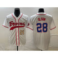 Atlanta Braves #28 Matt Olson Number White KLUNKIM Cool Base With Patch Stitched Jersey