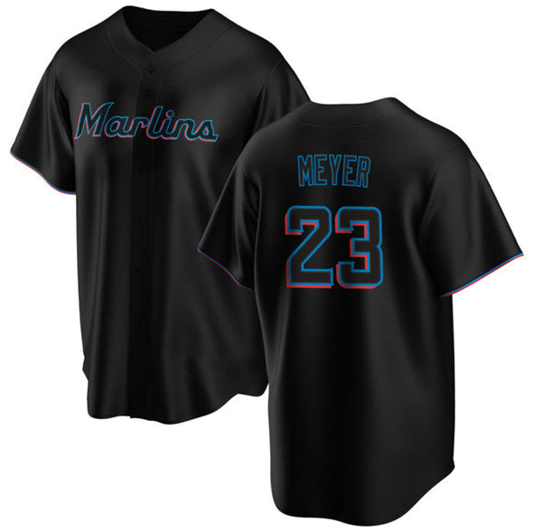 Miami Marlins #23 Max Meyer Black KLUNKIM Cool Base Stitched Jersey