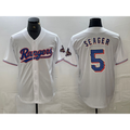 Texas Rangers #5 Corey Seager White KLUNKIM 2023 World Series Champions Cool Base Jersey