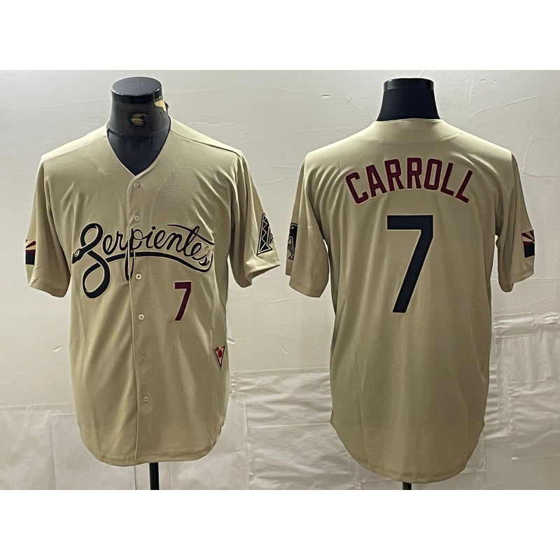 Arizona Diamondbacks #7 Corbin Carroll Number 2021 Gold KLUNKIM City Connect Cool Base Stitched Jerseys