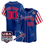 Custom Atlanta Braves America 250 Edition Vapor Premier Limited Royal KLUNKIM Stitched Jerseys