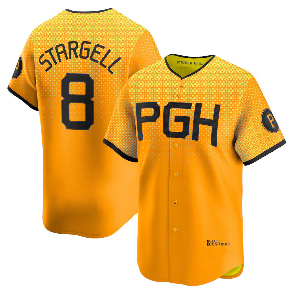 Pittsburgh Pirates #8 Willie Stargell Gold KLUNKIM City Connect Limited Player Jersey