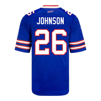 B.Bills #26 Ty Johnson Royal Game Player Jersey Football Stitched American Jerseys