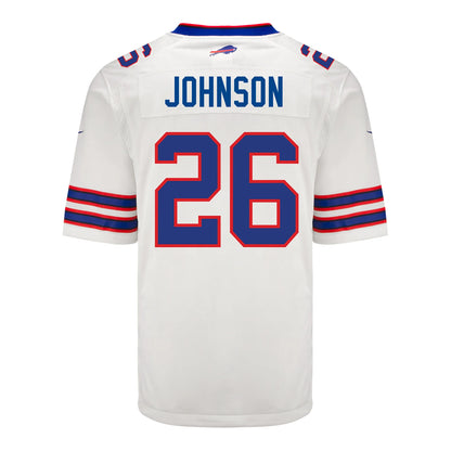 B.Bills #26 Ty Johnson White Game Player Jersey Football Stitched American Jerseys