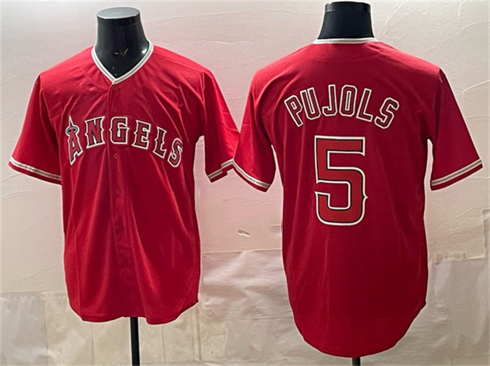 Los Angeles Angels #5 Albert Pujols Red KLUNKIM Stitched Jersey