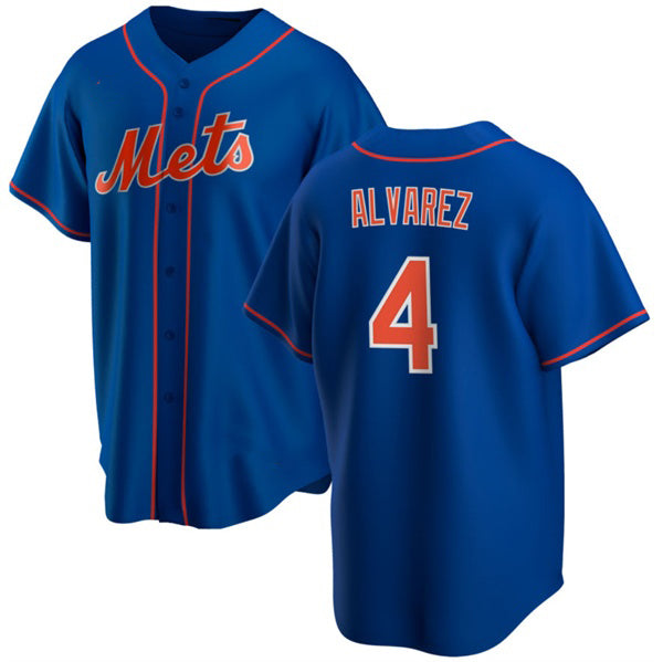 New York Mets #4 Francisco ¨¢lvarez Royal KLUNKIM Cool Base Stitched Jersey