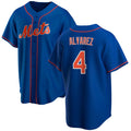 New York Mets #4 Francisco ¨¢lvarez Royal KLUNKIM Cool Base Stitched Jersey