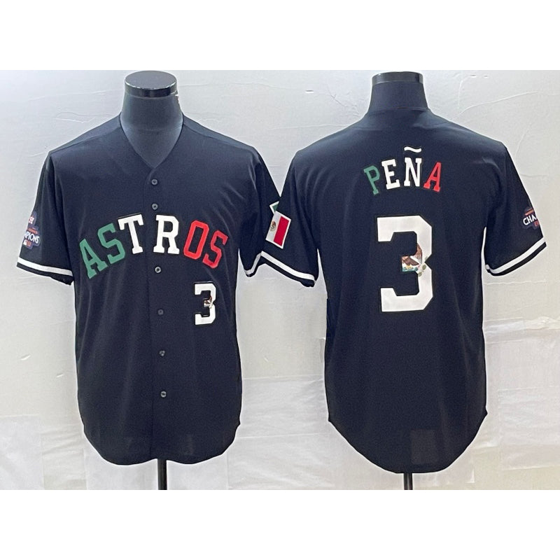 Houston Astros #3 Jeremy Pena Number Mexico Black KLUNKIM Cool Base Stitched Jersey