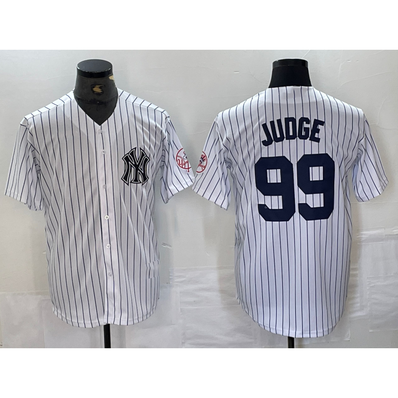 New York Yankees #99 Aaron Judge Name White KLUNKIM With Patch 2024 Cool Base Stitched Jersey