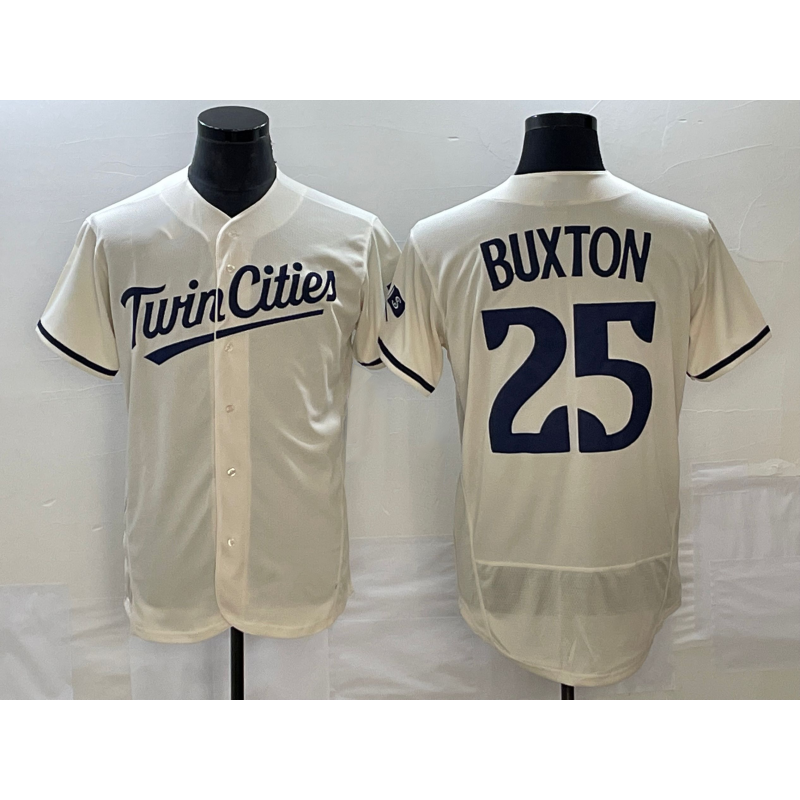 Minnesota Twins #25 Byron Buxton 2023 Cream KLUNKIM Flex Base Stitched Jersey