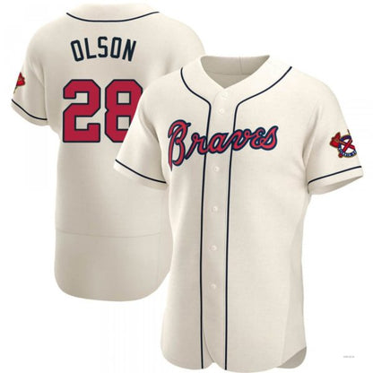 Atlanta Braves #28 Matt Olson Cream Alternate Jersey Stitches Baseball Jerseys