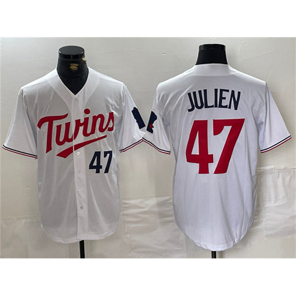 Minnesota Twins #47 Edouard Julien White KLUNKIM Cool Base Stitched Jersey 1