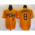 Pittsburgh Pirates #8 Willie Stargell Number Gold KLUNKIM 2023 City Connect Stitched Jersey 2